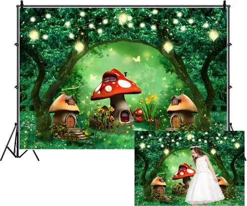 Miniatura 8 de Renaiss Telón de fondo de bosque encantado de 5 x 3 pies, casa de árbol mágico, cuento de hadas, país de las maravillas, bosque, fantasía, selva