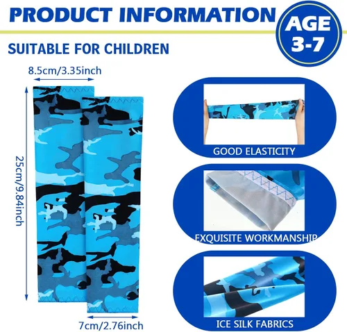 Miniatura 8 de Mepase 14 pares de mangas para brazos para niños, con protección UV, brazo de enfriamiento de compresión, cubierta deportiva para niños, béisbol