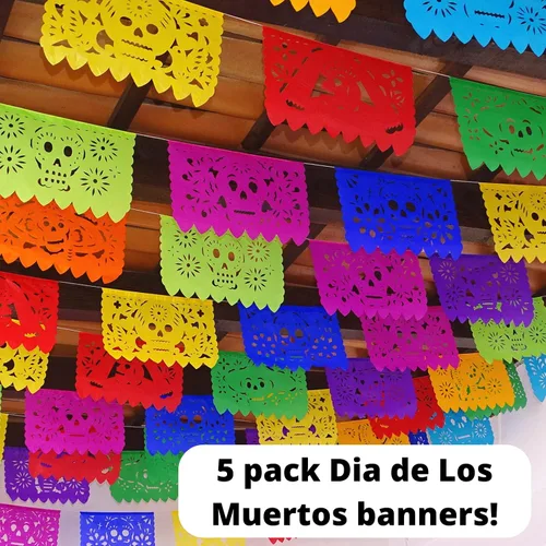 Miniatura 6 de Dia de Los Muertos Papel Picado, Día de los Muertos, Paquete de 5 Papel de seda