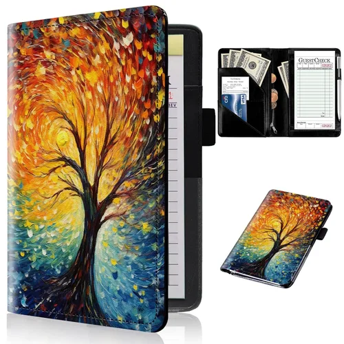 Miniatura 23 de Libros para Servidores de 2ª Generación, Libro de Camarera 5x9 Cartera de Servidor con Bolsillos Expandibles/con Cremallera, Lindo Libro de Servicio