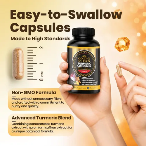 Miniatura 6 de GOLDEN SAFFRON Suplemento de curcumina de cúrcuma con bioperina, azafrán, canela y jengibre, suplemento de alta potencia, sin OMG, sin gluten