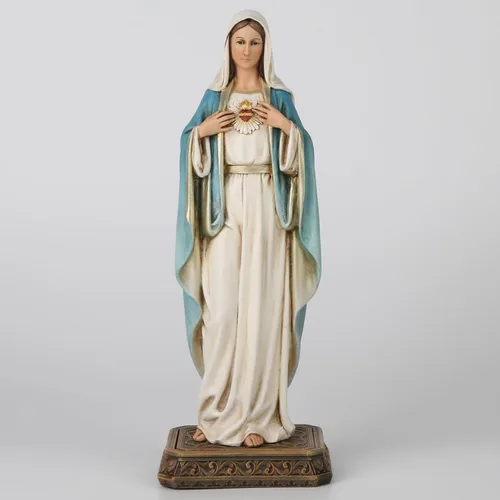Miniatura 3 de Estatua de María de corazón inmaculado católico de BC, 10 pulgadas de alto, figura de la Virgen María para altar, santa madre con soporte