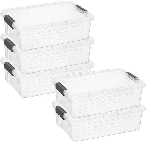 Miniatura 29 de Superio Cajas de almacenamiento transparentes con tapas, contenedores de plástico de 2.5 cuartos de galón para organizar, cajas apilables, sin BPA