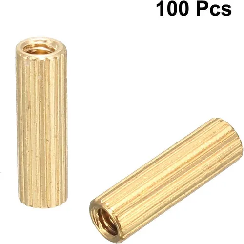 Miniatura 3 de uxcell 100pcs latón redondo recto PCB pilar hembra hilo separador separador M2x3x12mm