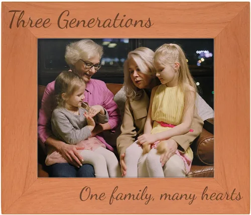 Miniatura 10 de Gifts For All By Rachel Olevia Five Generations One Family Many Hearts - Marco de fotos de madera natural grabado de 4 x 6 pulgadas, diseño