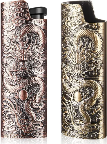 Miniatura 14 de Threlaco Paquete de 2 fundas de metal vintage para encendedor, con grabado arábigo vintage, funda protectora reutilizable, regalo ideal para padre