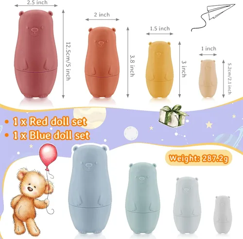 Miniatura 2 de Chivao 8 Piezas Muñecas Rusas Anidables, Muñeca Matryoshka de Silicona Juguetes de Pascua Juguete Educativo Muñecas Anidables Apilables para Niños