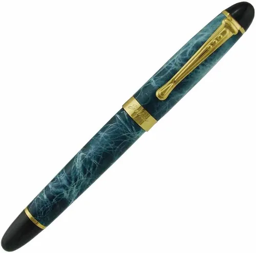 Miniatura 3 de Jinhao X450 - Pluma estilográfica de color cielo azul, diseño clásico, punta mediana con bolsa para bolígrafo y juego de convertidor de recarga