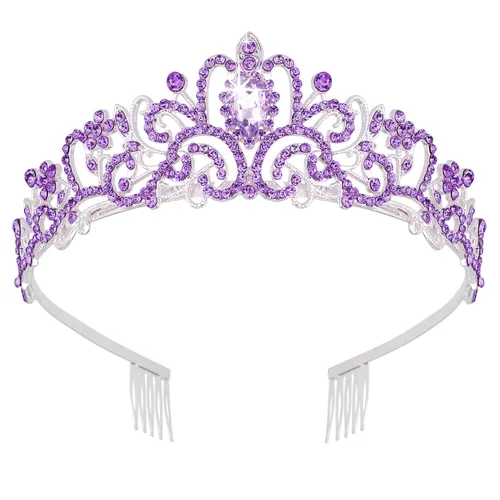 Miniatura 9 de Didder - Diadema con corona de tiara de cristal dorado. Elegante corona con peines para princesa, para mujeres y niñas, ideal para novias, bodas, 02
