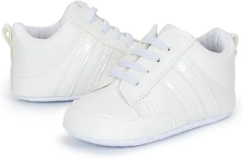 Miniatura 6 de KIDSUN Zapatos deportivos para bebés y niñas, suela suave, antideslizantes, para recién nacidos, color blanco, casual, zapatos para cuna