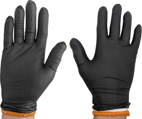 Miniatura 6 de Kit de guantes desechables para barbacoa negro - 50 guantes de agarre texturizado resistentes y 2 forros reutilizables resistentes al calor