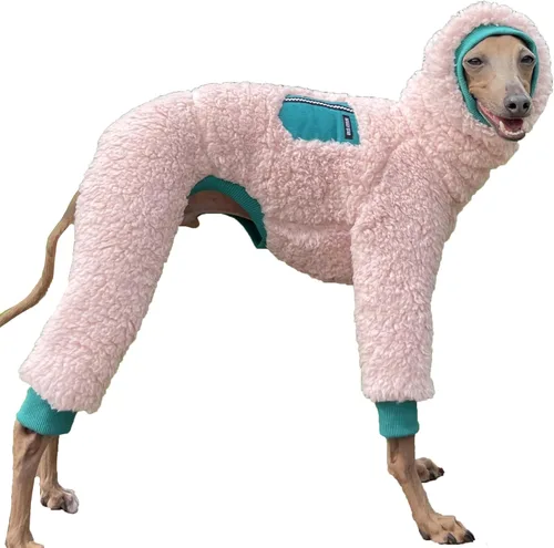 Miniatura 7 de D Doggy Star - Suéter de galgo italiano de cuello de tortuga, conjunto de mono de vellón cálido, ropa de Whippet para perro (XL, azul marino Pkt)