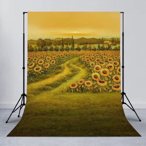 Avezano Pintura Girasol Fotografía Telón de fondo Girasol Campo Arte de Recién Nacido Retratos Fondo Naturaleza Campo Pintura al óleo Accesorios de