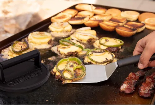 Miniatura 8 de Cuisinart - Prensa de hamburguesas aplastadas de hierro fundido de 6.5", prensa de parrilla redonda de borde plano para hamburguesas crujientes