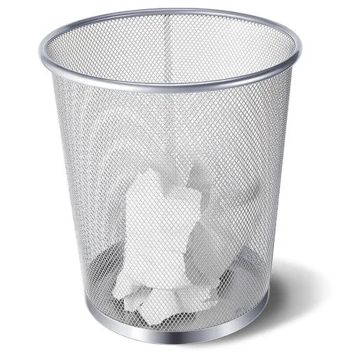 Miniatura 10 de Zeyune Paquete de 6 cubos de basura plateados de malla a granel de 4 galones de malla de alambre de metal, cesta de papel de desecho, redondo