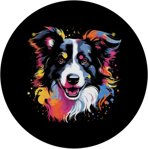 Miniatura 3 de Border Collie Rainbow Color Splashes Retro Design PopSockets intercambiables PopGrip