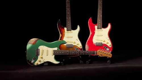 Miniatura 6 de KGD Guitarra eléctrica relic, mástil de arce tostado y diapasón de palisandro, tuerca de hueso, guitarra eléctrica relic de 6 cuerdas, guitarras