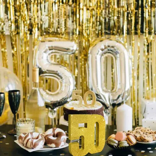 Miniatura 4 de TONIFUL Centros de mesa de madera número 0 con purpurina dorada de 7.8 pulgadas, decoración de fiesta de cumpleaños, oro brillante digital 0