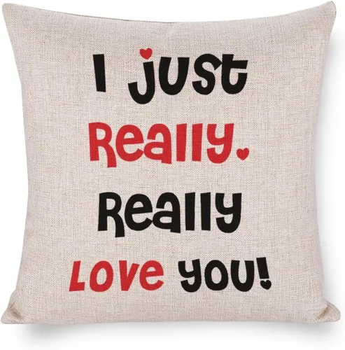 Valentine Pillow Cases for Home Decor I Just Really Really Love You Throw Pillow Cover with Zipper Farmhouse Cushion Cover Cases 16"x16" Romantic