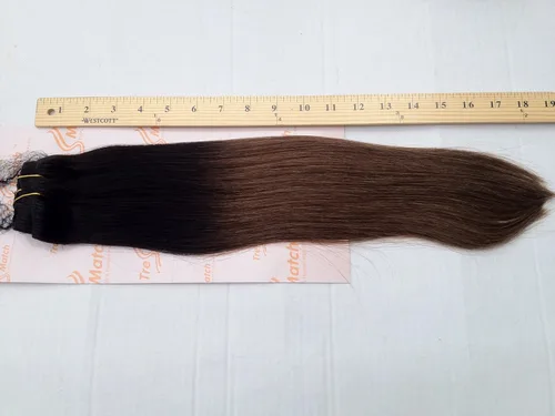 Miniatura 3 de Tressmatch 16 pulgadas (18 pulgadas) Remy extensiones de cabello humano clip en ombre apagado Negro/Medio/Castaña café Full Head Volumen Set 9