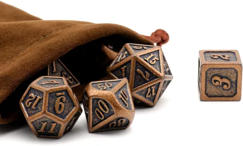 Miniatura 7 de Juego de dados de metal, dados poliédricos D&D para Dungeons and Dragons RPG DND, dados para juegos de rol, MTG, juegos de mesa, Shadowrun Cobre