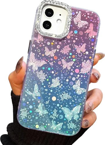 Miniatura 57 de I-MGAE-IN-AR Funda compacta para iPhone 11, diseño de mariposa, marco de protección de lente de cámara con diamante 3D, bonitas fundas protectoras
