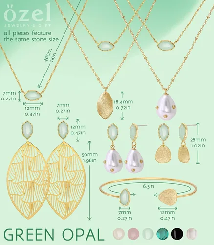 Miniatura 36 de OZEL - Pulseras para mujer, chapados en oro real de 18 quilates, pulseras de oro de cristal colorido para regalos