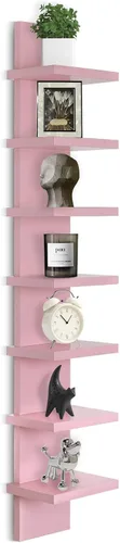 Miniatura 18 de Homaterial Estantería de pared de 5 niveles, estantería vertical decorativa para montaje en pared, estantes flotantes de columna moderna para Rosa