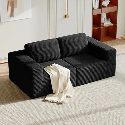 Miniatura 16 de Vesgantti Sofá modular en forma de U de 119 pulgadas, sofá modular de pana con asiento profundo y soporte de resortes, sofá convertible con 2 Beige