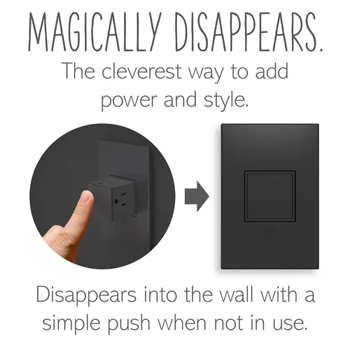 Miniatura 2 de Legrand adorne ARPTR151GG2WP - Toma de corriente emergente de 1 banda de 15 amperios en grafito con placa de pared a juego, ARPTR151GG2WP