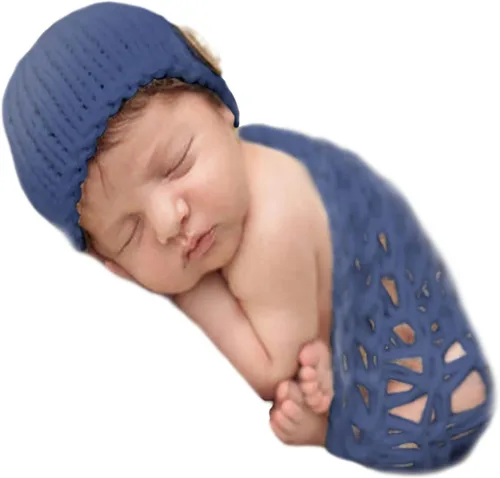 Miniatura 10 de Accesorios de fotografía para recién nacidos, trajes de sesión de fotos, lindo juego de regalo hecho a mano de punto de ganchillo para bebé niño