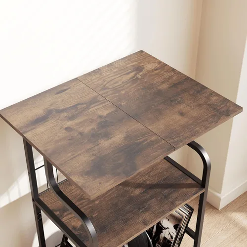 Miniatura 7 de Soporte para tocadiscos, mesa para tocadiscos de 3 niveles, almacenamiento de discos de vinilo con escritorio extragrande, mesa auxiliar para discos