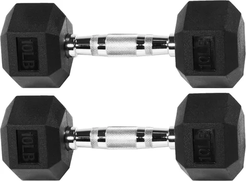 Miniatura 12 de Fitvids Hex Dumbbells Rubber Coated Hand Weights for Exercises and Fitness Home Gym, 5-50 LB Pair