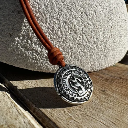 Miniatura 11 de Gold St Christopher Necklace - Mens Saint Pendant Travelers, Gift Religious Jewelry, Protection Medal, Men Silver Medallion, Women Gift to Husband