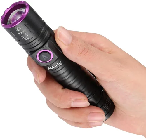 Miniatura 6 de ALONEFIRE SV87 395nm Linterna UV Zoom 5W Tipo C USB recargable luz negra detector de dinero para curado de resina, detección de orina de mascotas