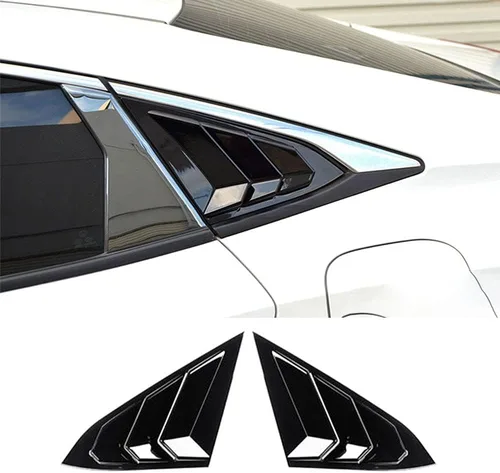 Miniatura 12 de Persianas de fibra de carbono ABS con impresión de fibra de carbono para ventana lateral trasera, rejillas de ventilación de aire, para Honda Civic