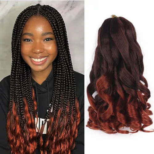 Miniatura 60 de Cabello rizado francés para trenzar de 12 pulgadas, 8 paquetes de cabello rizado preestirado para trenzas de caja, rizos franceses, trenzas