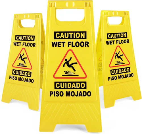 Miniatura 11 de XPCARE Letrero plegable bilingüe de precaución mojado para piso, doble cara con marco en A, cartel de precaución de seguridad, comercial, 17.5