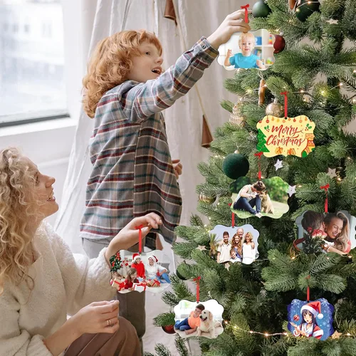 Miniatura 5 de Adornos de Navidad personalizados para la familia 2025, adornos de foto personalizados para decoraciones de árbol de Navidad, para baby shower