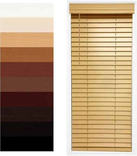 Miniatura 17 de TailorView Cortinas de ventana horizontales de madera personalizables sin cordón - Paletas de 2 pulgadas - Alabastro - Montaje interior o exterior.