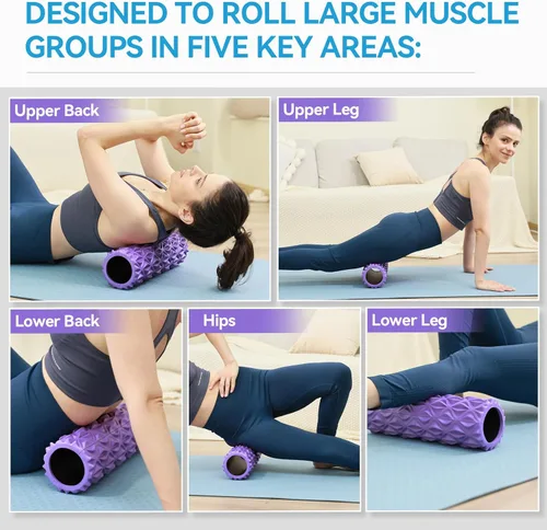 Miniatura 5 de Rodillo de espuma, masajeador de tejido profundo de 15 pulgadas para masaje muscular, liberación de puntos gatillo miofascial, ejercicio, yoga