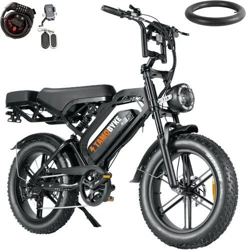 Miniatura 10 de Tamobyke Bicicleta eléctrica estilo ciclomotor de 750 W/1500 W para adultos, 28 mph/30 mph/33 mph y rango PAS de 34 a 80 millas, batería más grande