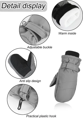 Miniatura 4 de 3 pares de guantes impermeables para niños, guantes de nieve para invierno, guantes de esquí cálidos para niñas y niños