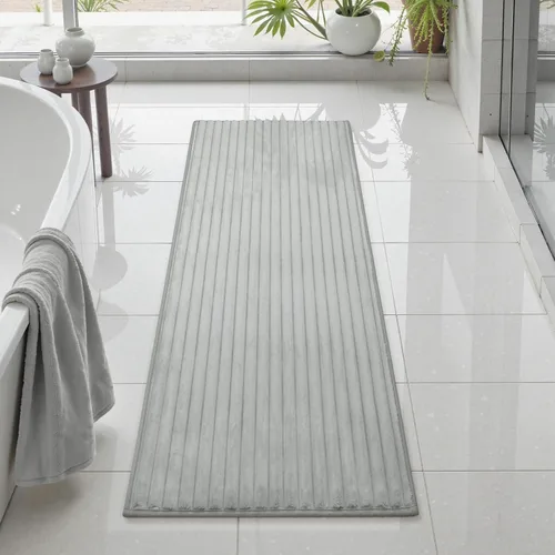 Uphome Alfombras de baño de lujo a rayas de 47 x 20 pulgadas, alfombras de baño de microfibra extra suave y absorbente, respaldo de goma, secado
