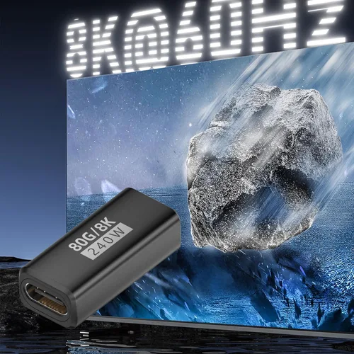 Miniatura 4 de Paquete de 3 acopladores USB C de 240 W Thunderbolt 5, USB C hembra a hembra, compatible con 80 Gbps, ancho de banda de 120 Gbps, video dual de 8K