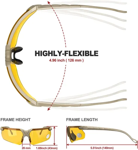 Miniatura 3 de Xaegistac Gafas de disparo con estuche Gafas de seguridad antivaho para cazadores para adultos Lente amarillo-marco caqui