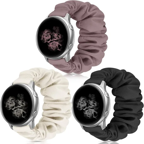 Miniatura 8 de Correas elásticas de repuesto para Samsung Galaxy Watch 4 5 Pro 6 7 Classic Galaxy Active 1 2 1.575 in 1.732 in para mujer Bla-M A-Negro