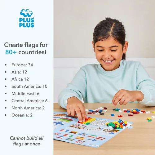 Miniatura 3 de Plus-Plus - Aprende a Construir - Banderas del Mundo - 500 Piezas, Juego de Construcción STEM/STEAM, Mini Bloques de Rompecabezas Interconectables