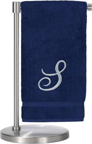 Miniatura 129 de Script R - Toalla de baño con monograma, regalo personalizado, 27 x 54 pulgadas, juego de 1 toalla bordada con texto dorado, 100% algodón turco