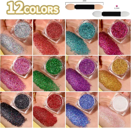 Miniatura 2 de Teenitor Gel de Purpurina para Cara y Cuerpo, Gel de Purpurina para Maquillaje y Festival, 12 Colores de Gel de Purpurina para Cara y Cuerpo, Gel